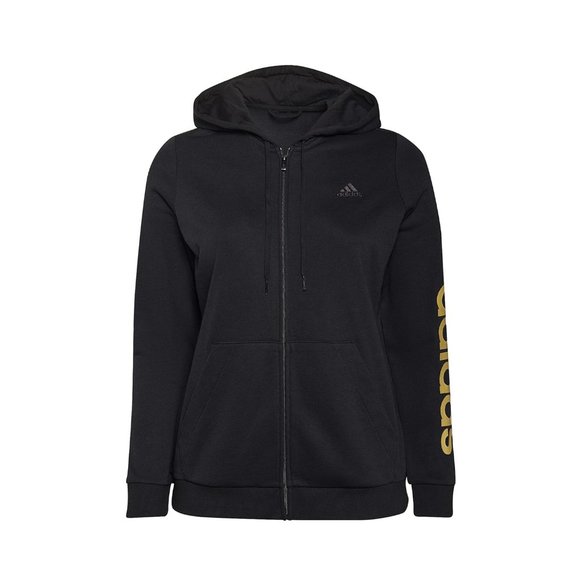 New ADIDAS Plus Size Zippered Logo-Sleeve Hoodie - Picture 4 of 7